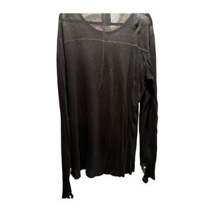 Black Long Sleeve Tee with Crew Neck and Relaxed Fit